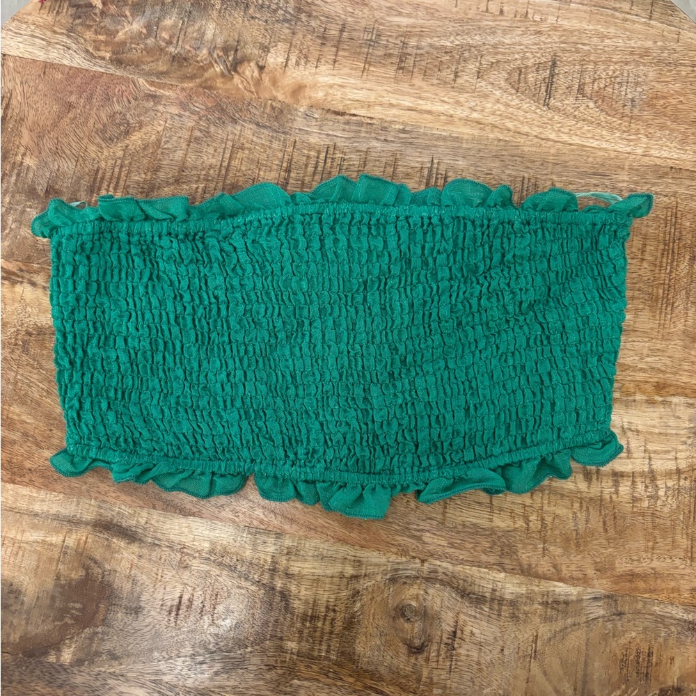 Green Ruffled Crop Top
